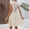 Spring/Summer 2025 French Holiday Lace Hollow V-Neck Dress - Floral Cut A-Line Skirt for Women
