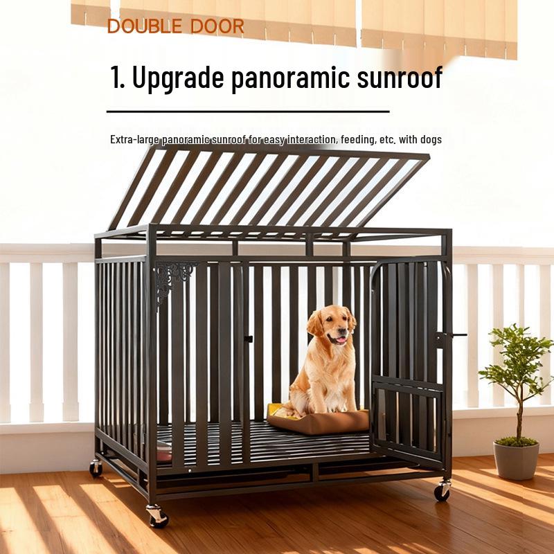 Extra Thick Dog Cage with Toilet for Large Breeds: Golden Retriever, Samoyed, Border Collie, Labrador