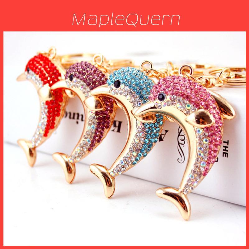 Sparkling Alloy Rhinestone Dolphin Car Keychain Ocean Charm Modern Simple Style
