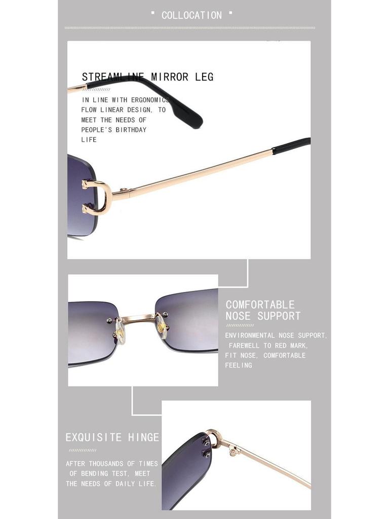 Retro Rimless Square Ocean Lens Sunglasses - Fashionable Cut-Edge Design