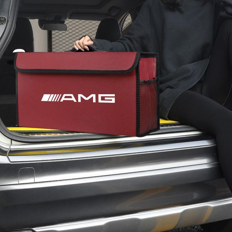 Automobilio bagažinės laikymo dėžė Didelės talpos Odinis interjero organizatorius Padangos vožtuvo dangtelis Mercedes Benz AMG GLE GLS CLA CLE GLC CLS GLA