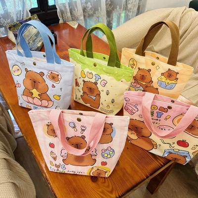 1-10PCS Large Capacity Kapybara Canvas Tote Bag Cute Bento Bag Commuter Bag Holiday Gift Bag Portable Bag Children's Gift Bags