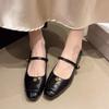Modische Mary Jane Schuhe mit eckiger Spitze, Einzelriemen mit Schnalle, tief ausgeschnitten (Frühling/Herbst 2025 Neue Kollektion)