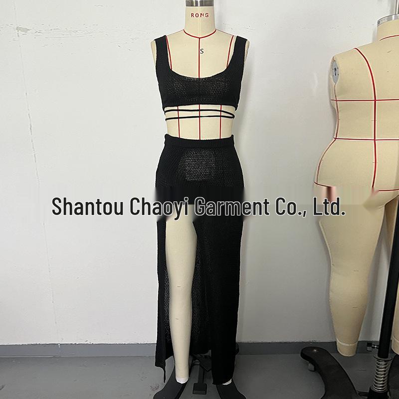 Boho Chic Asymmetrisches Kleid mit Rückenbindung und Schlitz & Strand-Cover-Up-Set mit Sonnenschutz