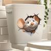 3D Maus durch die Wand brechend Toilettenaufkleber, Selbstklebend Abnehmbar Lustige Badezimmerdekoration für Toilettensitz Wanddekoration