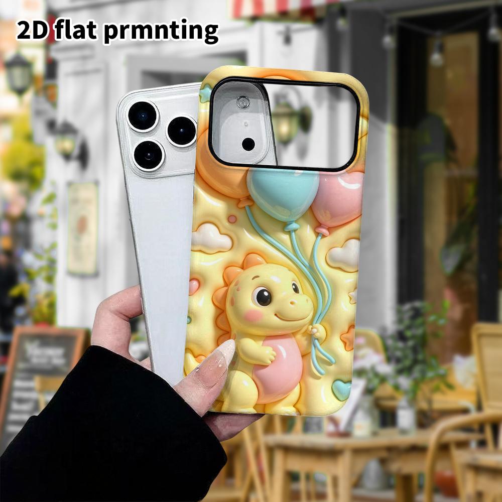 Phone Case: 2D Flat Design Suitable for iPhone 18 17 16 15 14 13 Pro Protective Case, Cream-colored Little Dinosaur, Perfect Holiday Gift for Christma