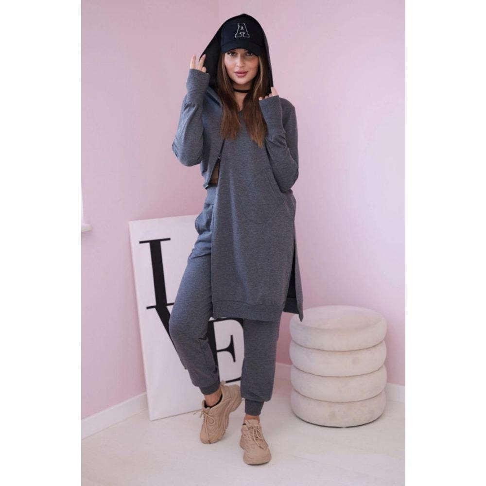New Women's Hooded Sporty Fashionable Casual Zipper Large-sized Asymmetrical Long-sleeved Set