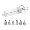 Dessert Cream Piping Syringe Nozzles Kits Dessert Decorating Syringe Cupcake Frosting Filling Injector with 5 Nozzles