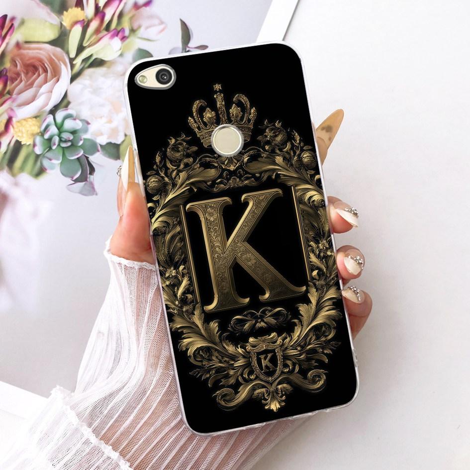 For Huawei P8 P9 Lite 2017 Case PRA-TL10 Luxury Initial Letter Soft Silicone Cover For Honor 8 Lite PRA-LX1 Nova Lite 2017 Shell