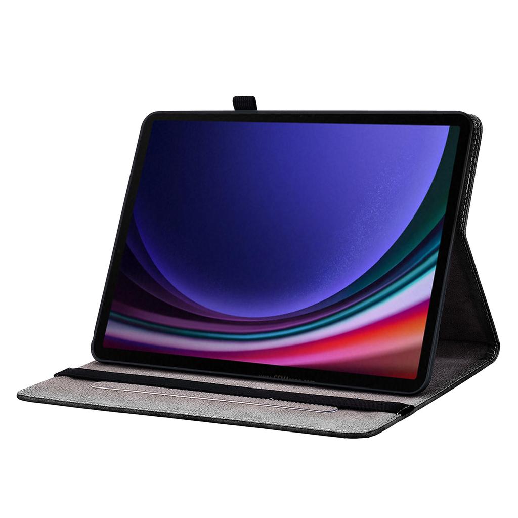 Capa de Tablet de Couro PU para Samsung Galaxy Tab S9 FE (10.9")-11 estilos! Durável, com 2 compartimentos para suporte, porta-lápis e compartimentos para cartões, capa traseira de TPU flexível
