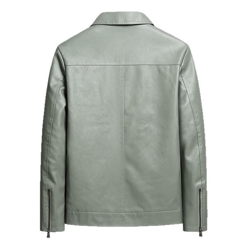 Locomotive trendy cool men's leather jacket autumn and winter lapel pu youth windproof and warm casual versatile men's leather jacket