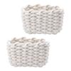 Set Of 2 Cotton Rope Woven Basket Set Soft Textured Storage Solution For Toy Magazines Bathroom Essential