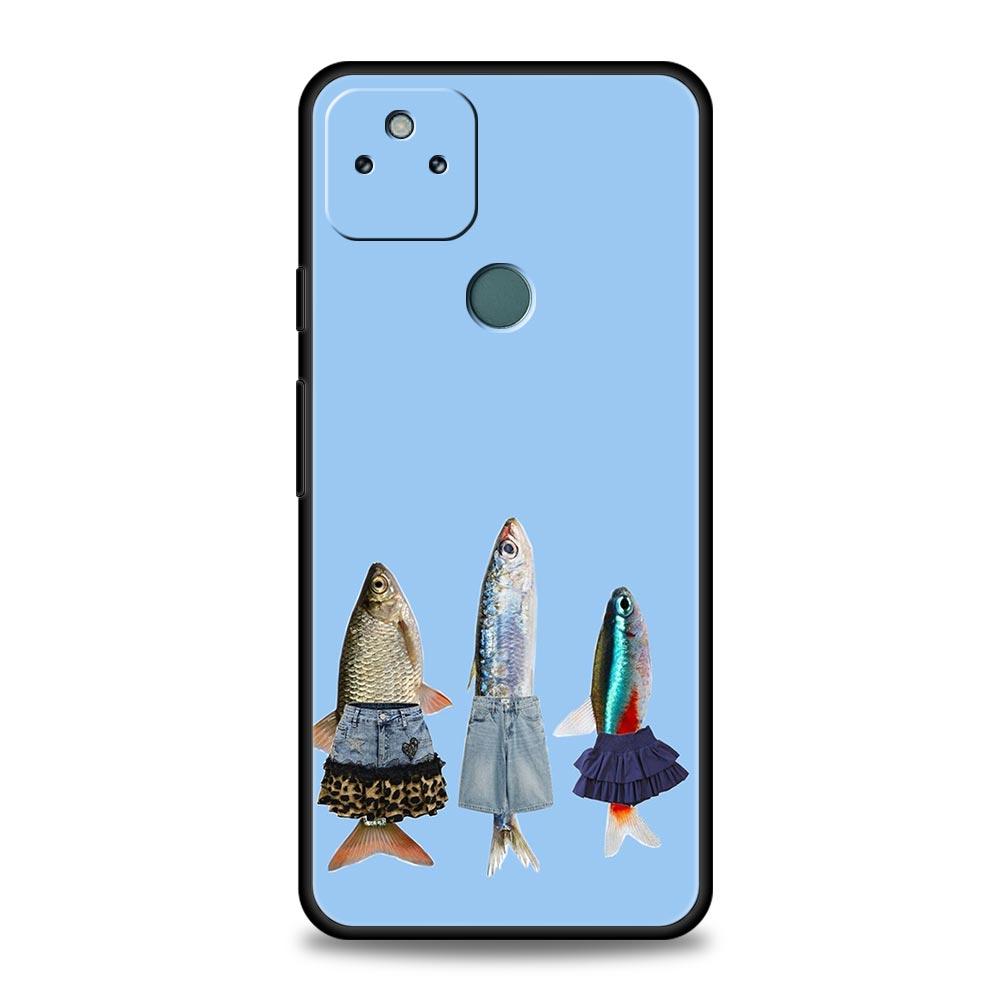 

Phone Case Cover for Google Pixel 10 9 8 7 6 7A 6A Pro Shockproof Soft TPU 10 9 Pro XL Shell Capas Bag Funny Fish Sardines Laser Pixel 6 Pro