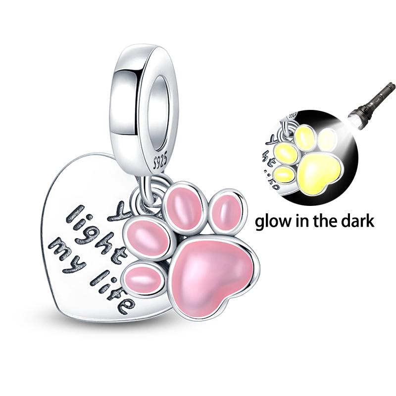 Hot Sale 925  Silver Charm Beads Glowing Luminous Firefly Star Light Bulb Pendant for Bracelet DIY Charms Jewelry