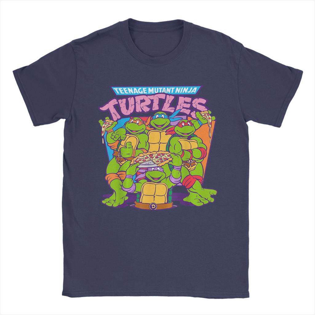 Men TShirts Ninja Turtles Pizza Smiles Novelty 100 Cotton Tee Shirt Short Sleeve T Shirt O Neck Clothes Graphic Printed
