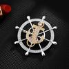 2022 New Navy Blue Wind Anchor Brooch Rotatable Large Rudder Pin Fashionable Wind Corsage for Men Women Zircon Jewel for Wedding