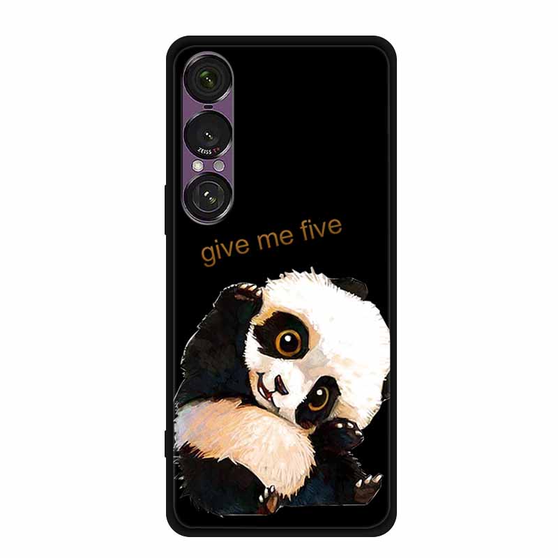 Pro pouzdro na telefon Sony Xperia 1 VII 2025 Kreslené kočky TPU Měkké černé silikonové zadní krycí pouzdro Pro Sony Xperia 1VII 6.5" Pouzdro Funda