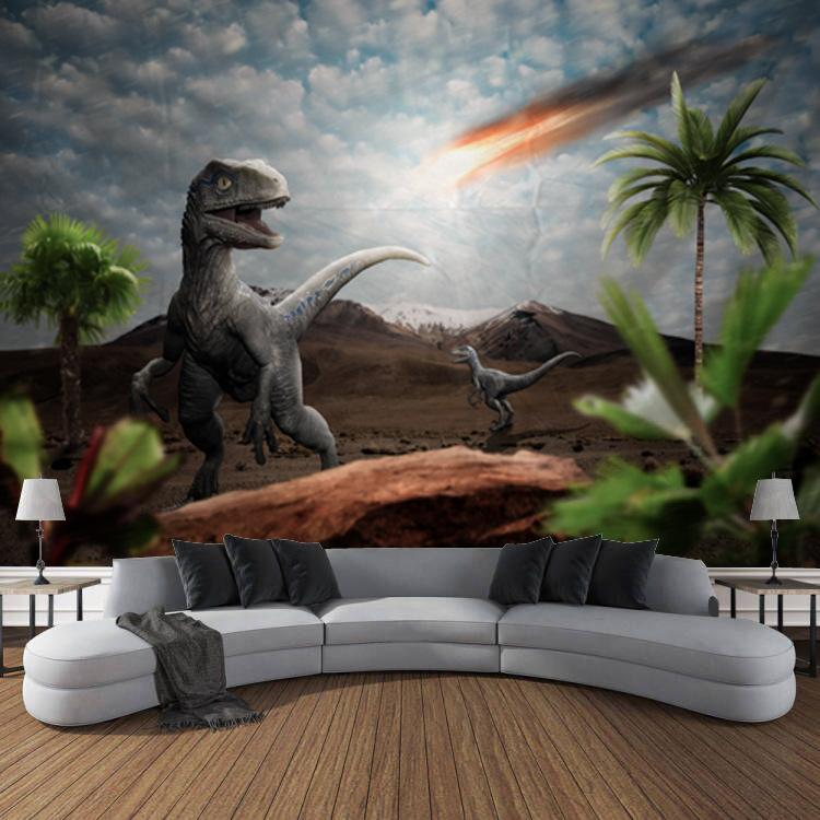 GOAOK Dinosaurier-Wandteppich – 101,6 X 76,2 Cm – Mit Dinos, Wald & Tieren – Für Kinderzimmer, Wohnzimmer