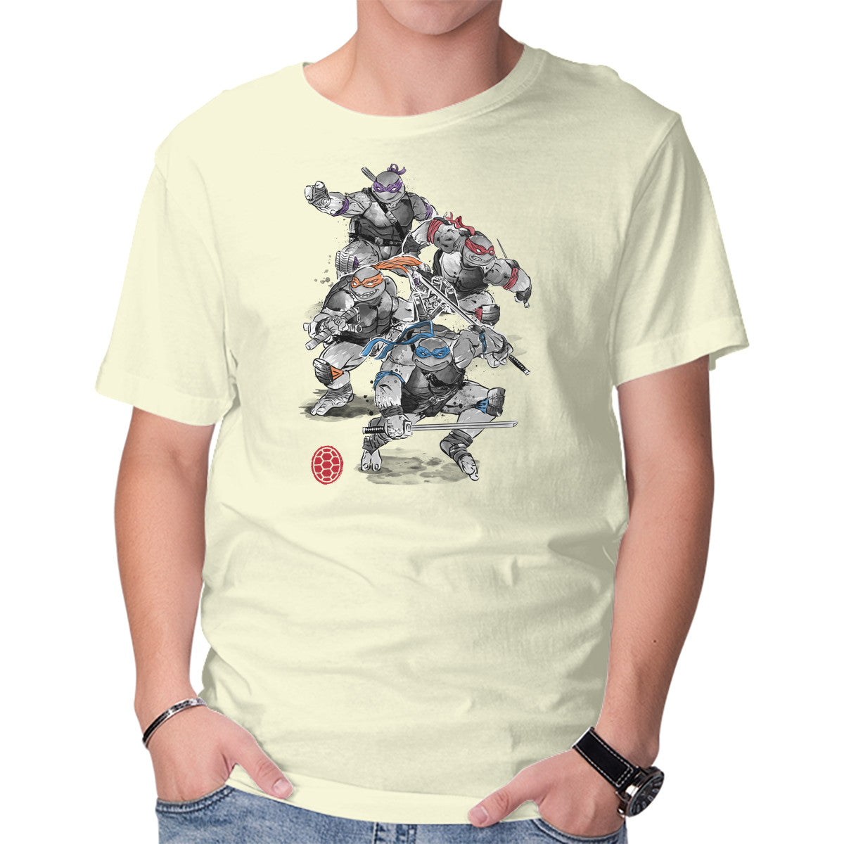 Unisex Crew Neck T-Shirt Turtle Squad Graphic Short Sleeve Casual Tee L