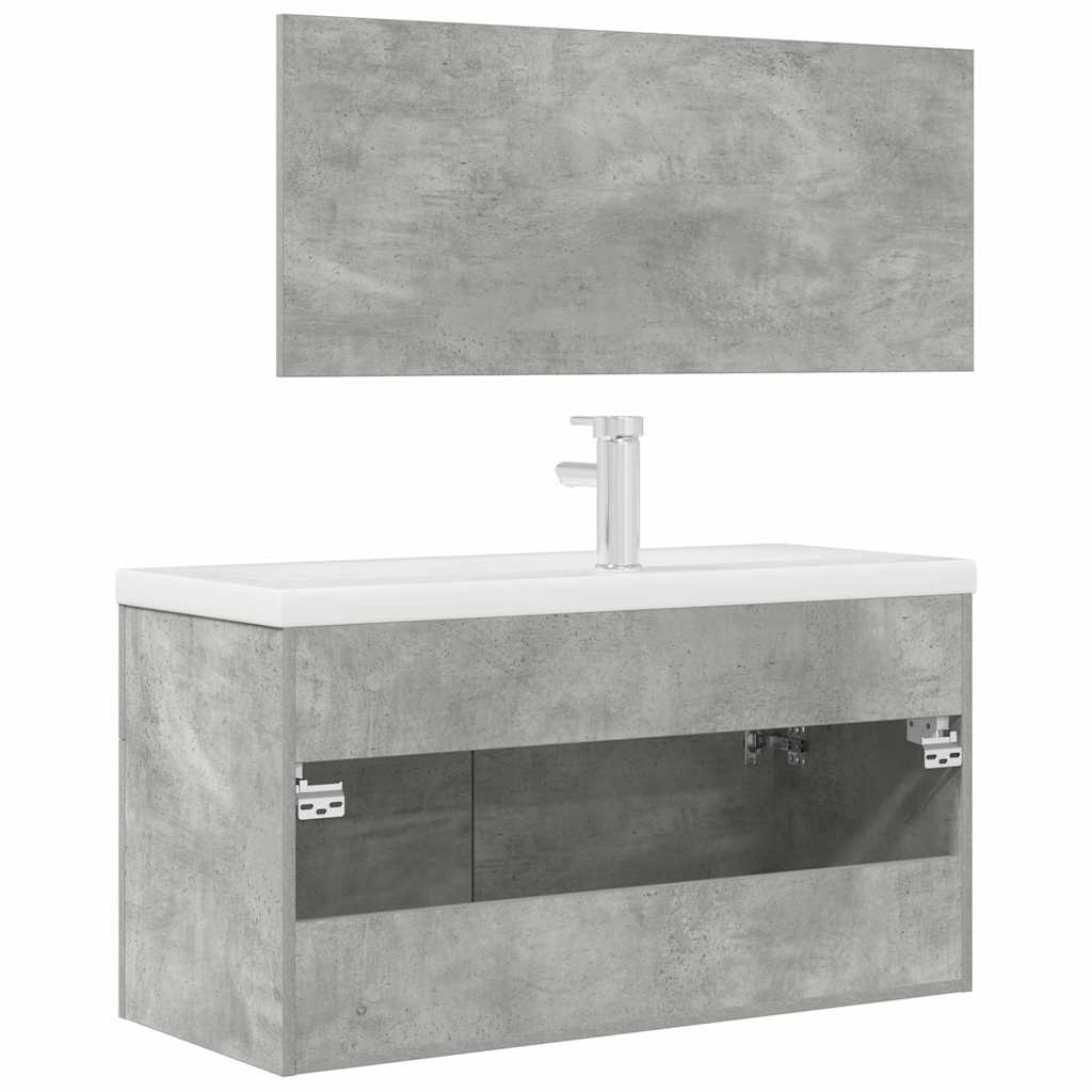 3 Piece Bathroom Furniture Set Concrete Grey Particleboard