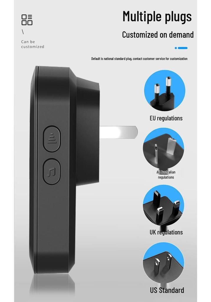 Wireless Smart Remote Doorbell with Long-Range Button and Large Panel Switch