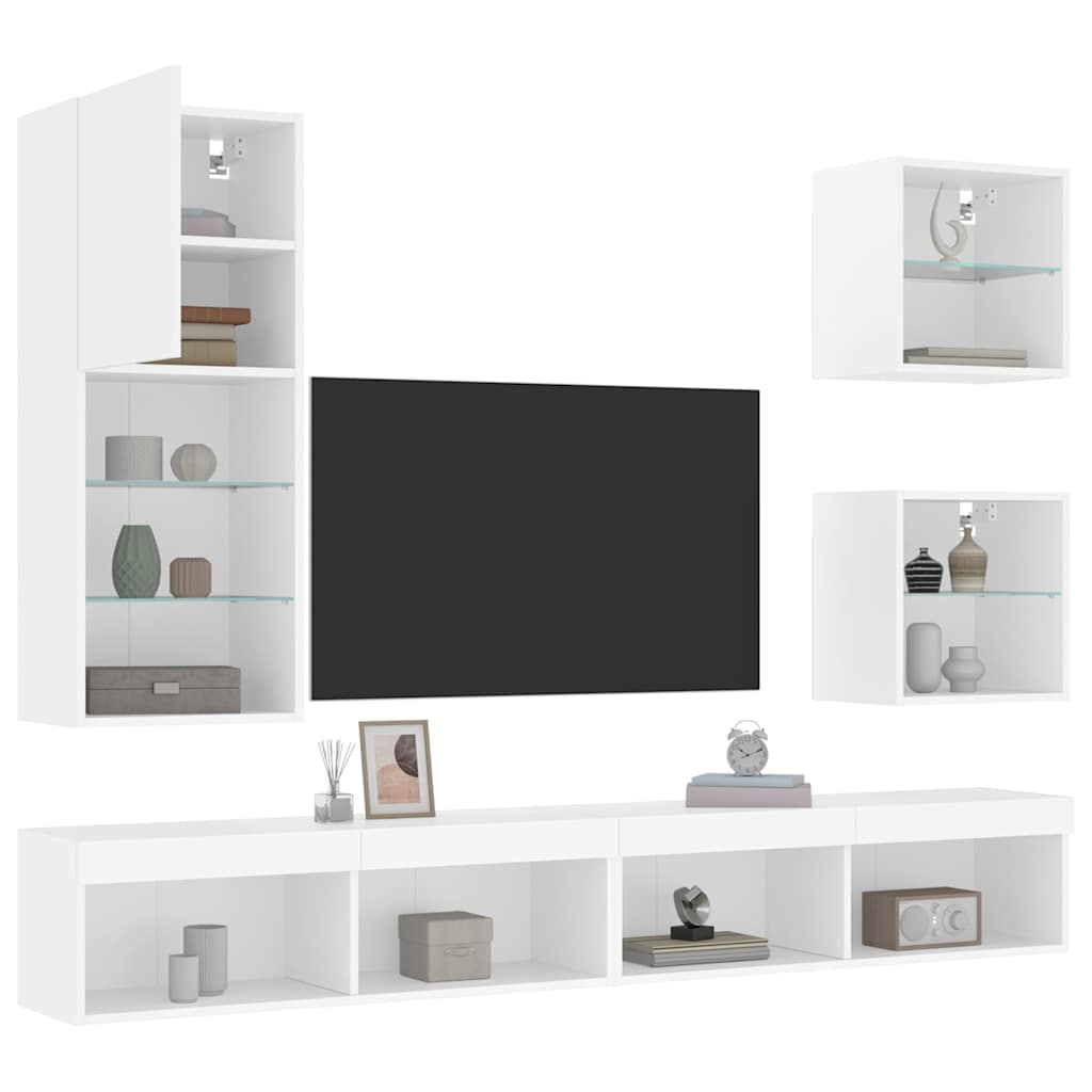 5-Piece LED TV Furniture Set, White