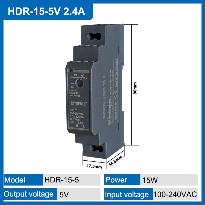 HDR 15W 5V 12V 24V Ultrathin Switching Power Supply Rail Type Transformer