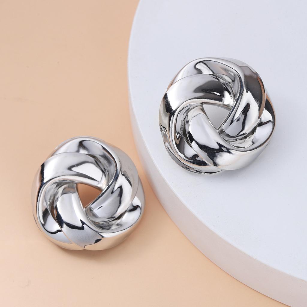 Boucles d'oreilles puces en métal doré, style spirale, pour femme. Nouveauté bijoux en gros.