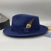 2023 Sombrero Fedora de Lana Sintética para Hombre Mujer Ala Ancha Accesorios de Lazo Pluma Otoño Invierno Caballero Sombrero Panamá Jazz