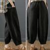 Loose Trousers Lantern Pants Summer Elastic Waist Solid Color Cotton Linen Dual Pockets Harem Ankle Length Fit Women Baggy Daily Wear Casual