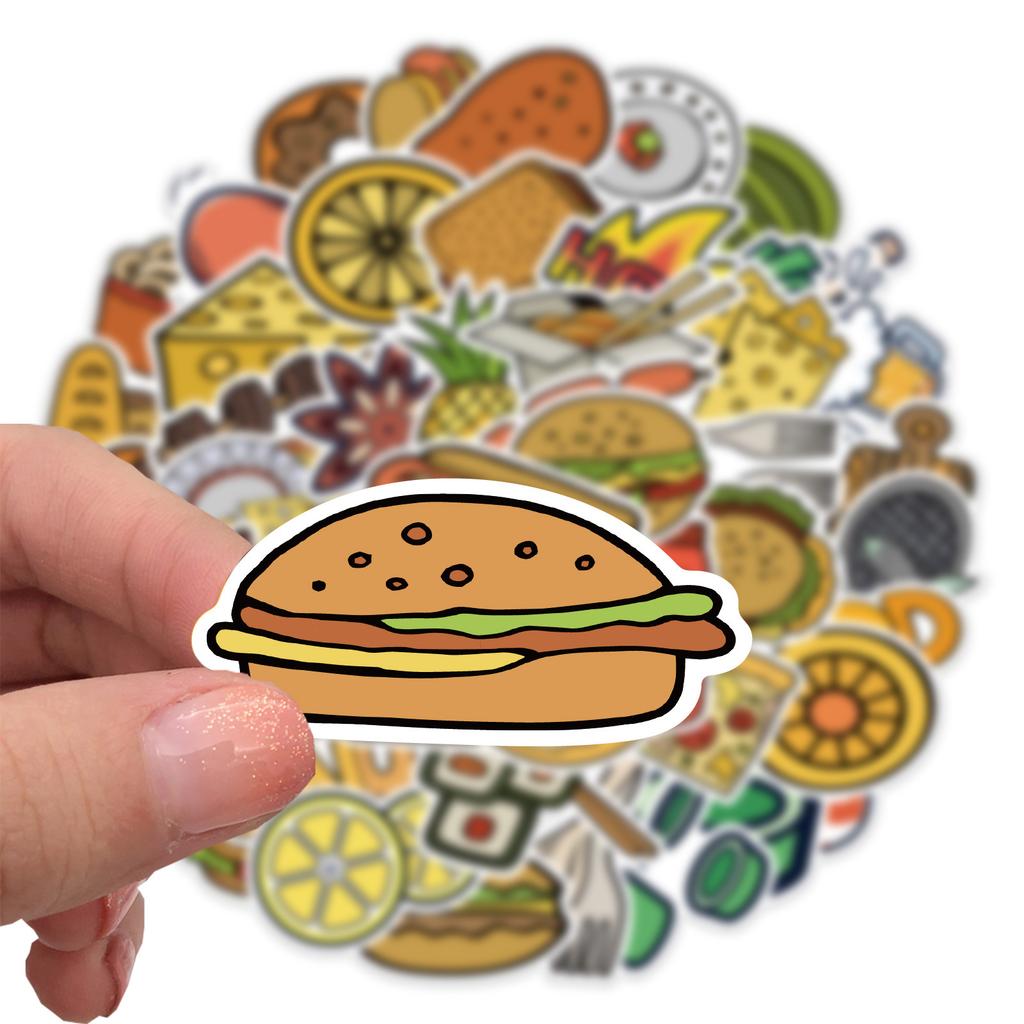50 Cartoon Food Graffiti Stickers Can Decorate Suitcase Pen Guitar Notebook Waterproof Hot Stamping Can Be Stickers