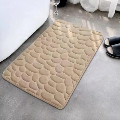 Anti-Slip Mat 1PCS Coral Fleece Embossed Stone Bathroom Floor Mat Pebbles Toilet Bathroom Absorbent Non-Slip Foot Mat