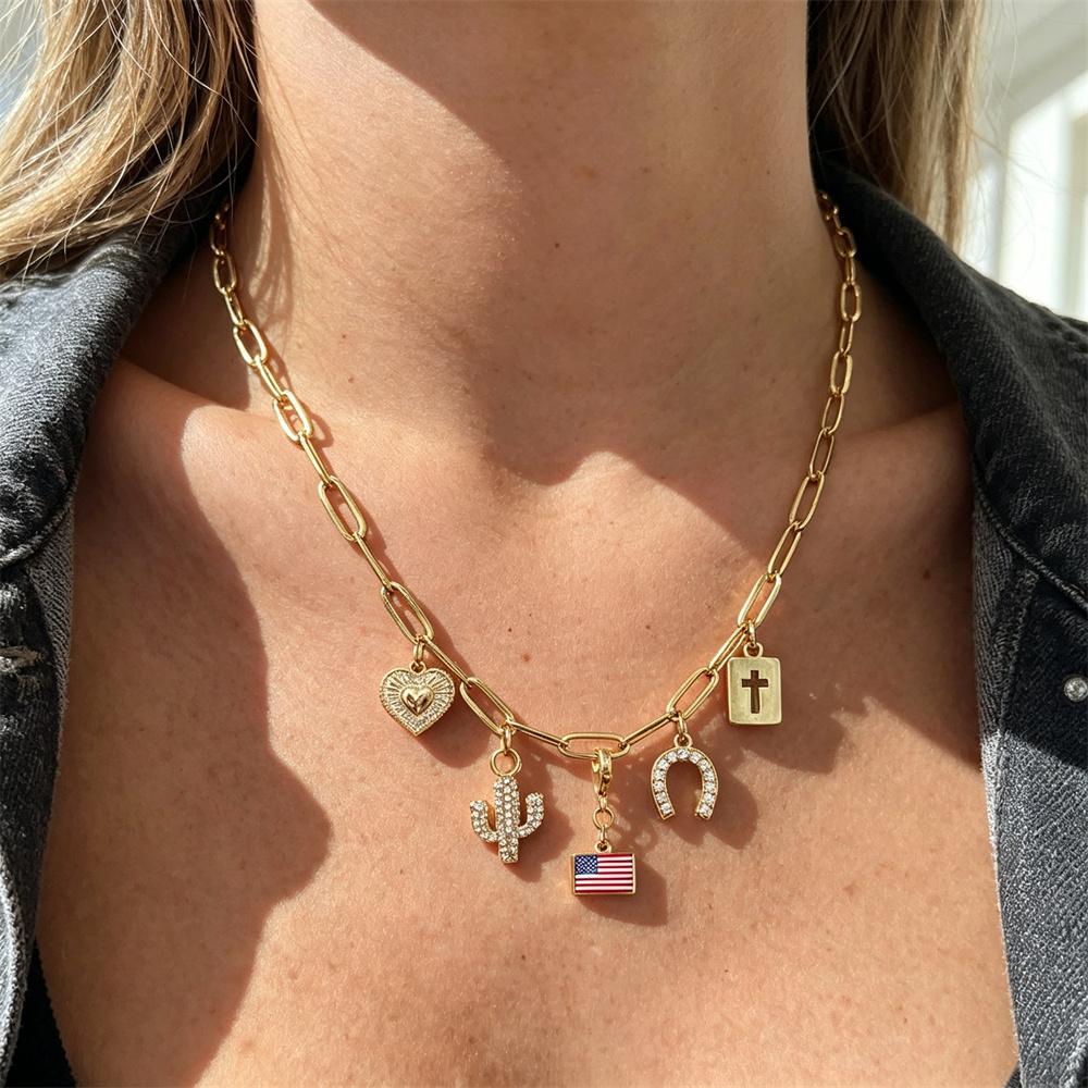 Customized photo flag picture square pendant stainless steel fashion DIY necklace bracelet bag chain records travel memories