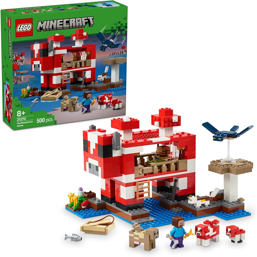 LEGO Minecraft Mooshroom House Building Set 21270 for Kids Age 8+ Educational Toy