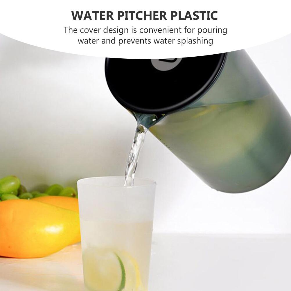 1 Set Plastic Large Capacity Cold Water Kettle Set Transparent Pitcher Splash-Proof Cover Handle Design Cups Included Kitchen