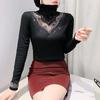 New Winter High Neck Hollow T-shirt Fashionable Slim Fit and Slim Base Shirt for Women