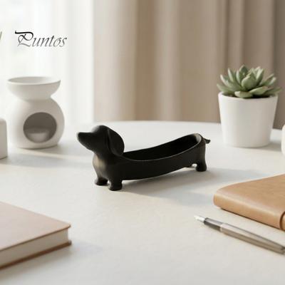 Dackel-Thema Wohnaccessoires 3D-gedrucktes Aufbewahrungstablett Ornament, Dekorative Figur, Kreativer Dekor Schreibtisch-Organizer für Schlüssel Schmuck Eingangsbereich & Schreibtisch