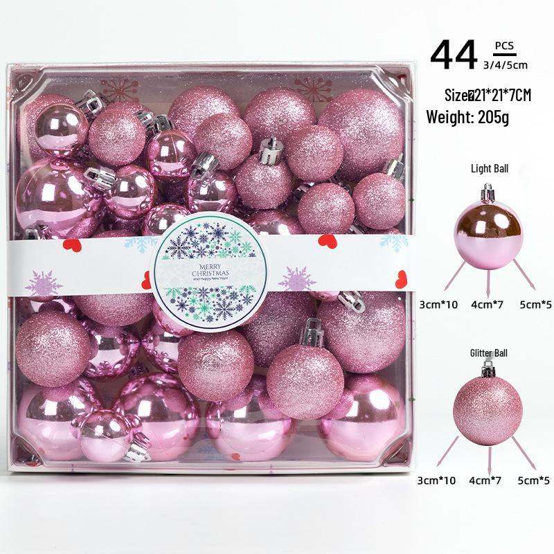 Christmas Tree Ornament Set: 44 Glittery Balls (3/4/5cm) In Colorful Square Box