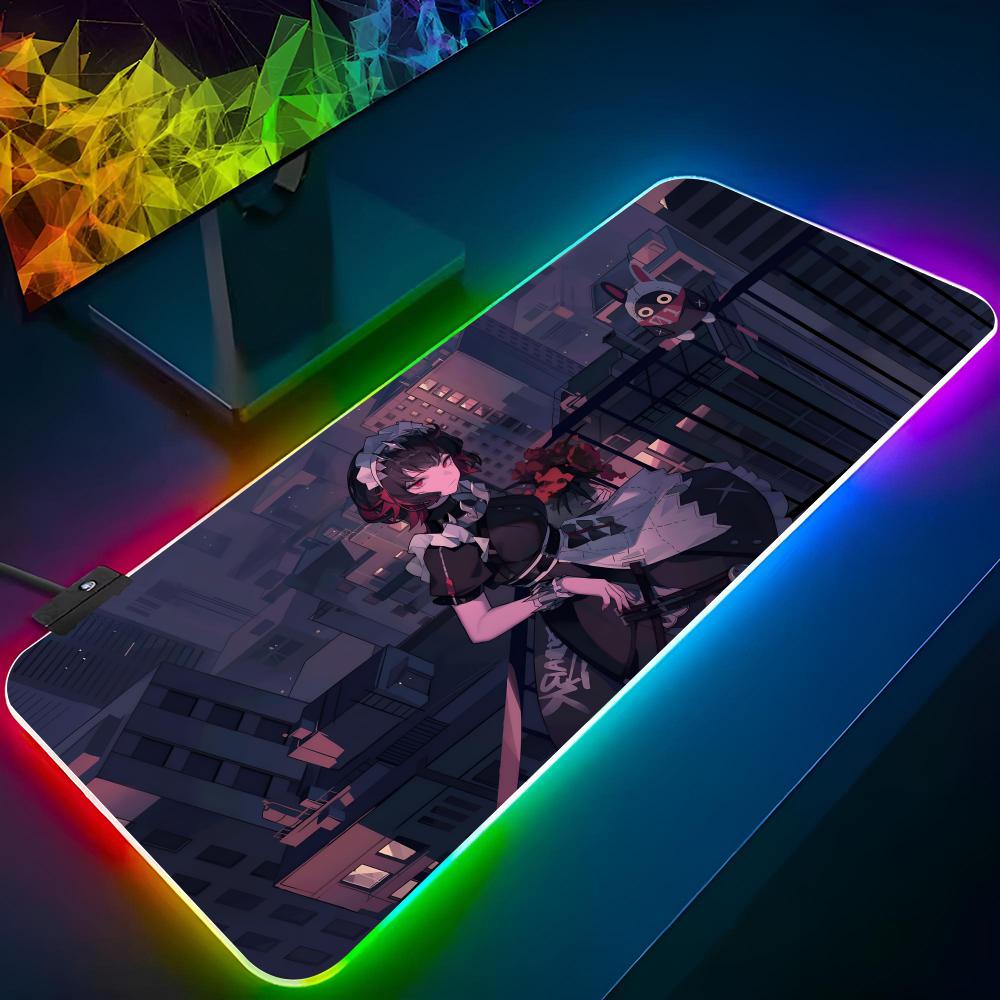 Zenless Zone Zero Mouse Pad Gaming Rgb Mousepad Backlit Animal Keyboard Gamer Girl Xxl Laptop Mat Table Pads Deskpad