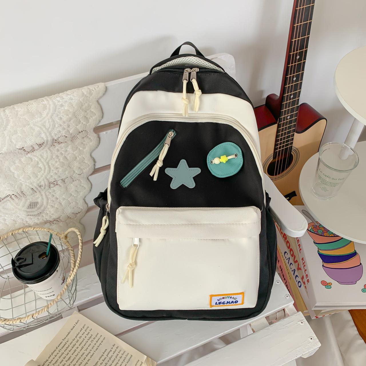 

Кампус Рюкзак школьника средней школы Рюкзак для путешествий для студентов колледжа простой большой вместимости легкий рюкзак для старшеклассника чёрный