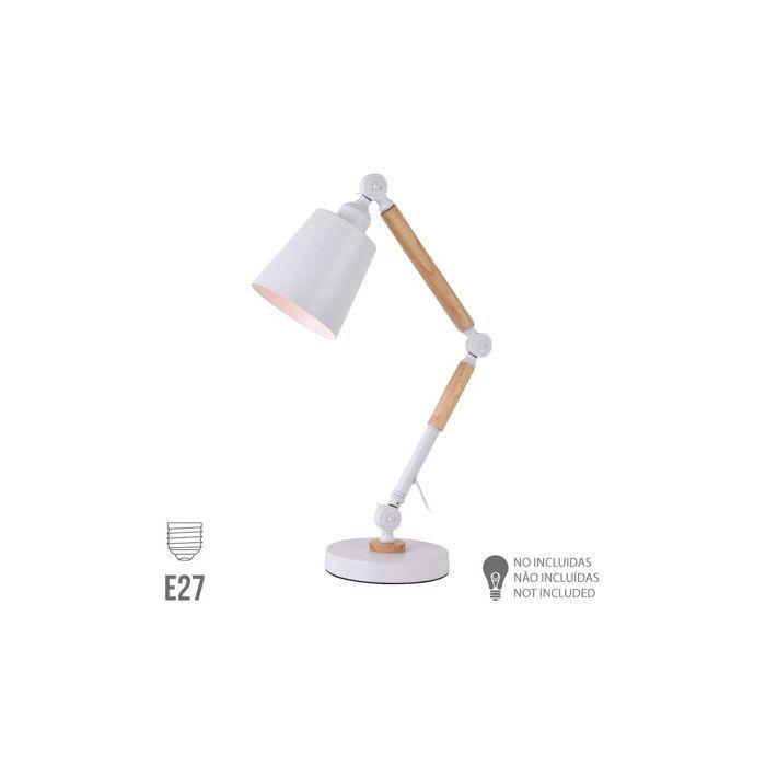 Lampe Flexo Architecte EDM Vintage En Bois E27 Blanc 60W