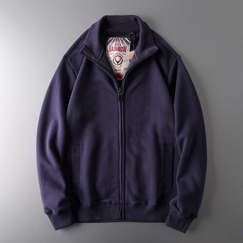 Heavy American Style Retro Original Order Winter Cardigan Sweatshirt Royal Blue M