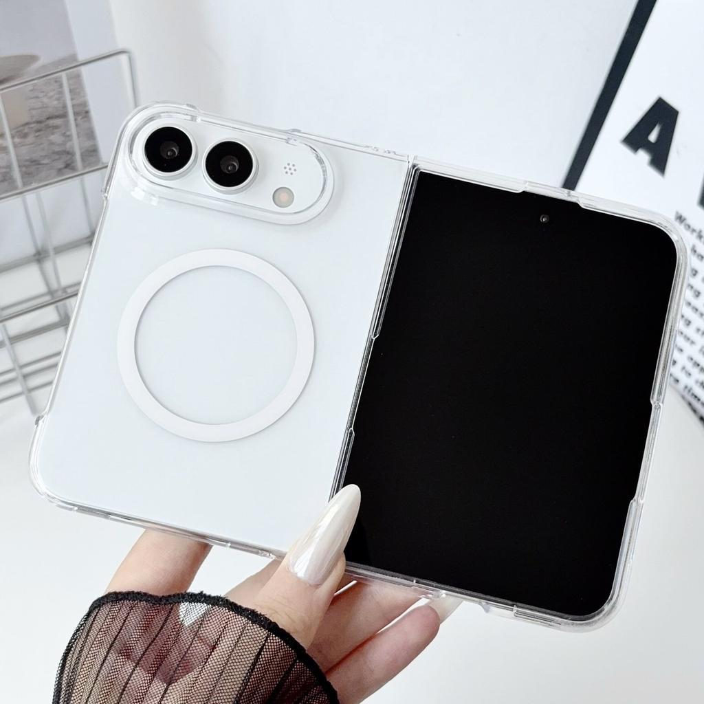 Aplicável à capa de telemóvel magnética dobrável esquerda e direita iPhone18ULTRA Capa transparente anti-queda Apple 18FOLD com acabamento em gelo