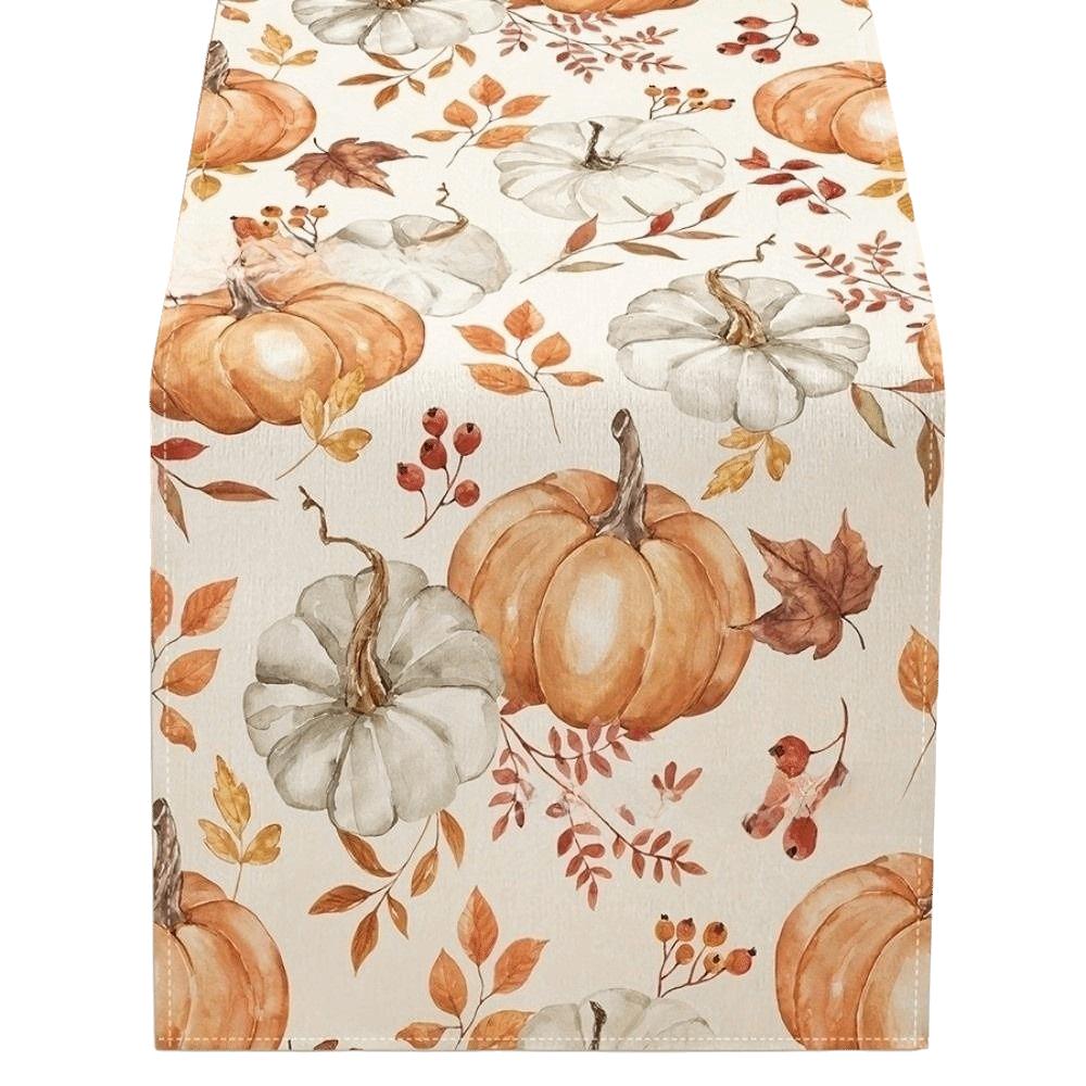 Maple Leaf Pumpkin Table Runner Flower Halloween Tablecloth Autumn Wedding