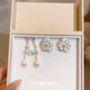 Flower Fairy~ Flower Zircon Oil Drop Pearl Earrings Cute Sweet Versatile Earrings, New Earrings Girl
