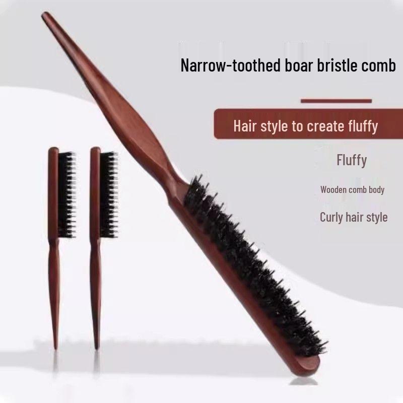 Boar Bristle Teasing Comb for Hair Styling and Updos