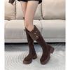 New knee boots spring and autumn high heel boots versatile and thin high knight boots small fashion versatile