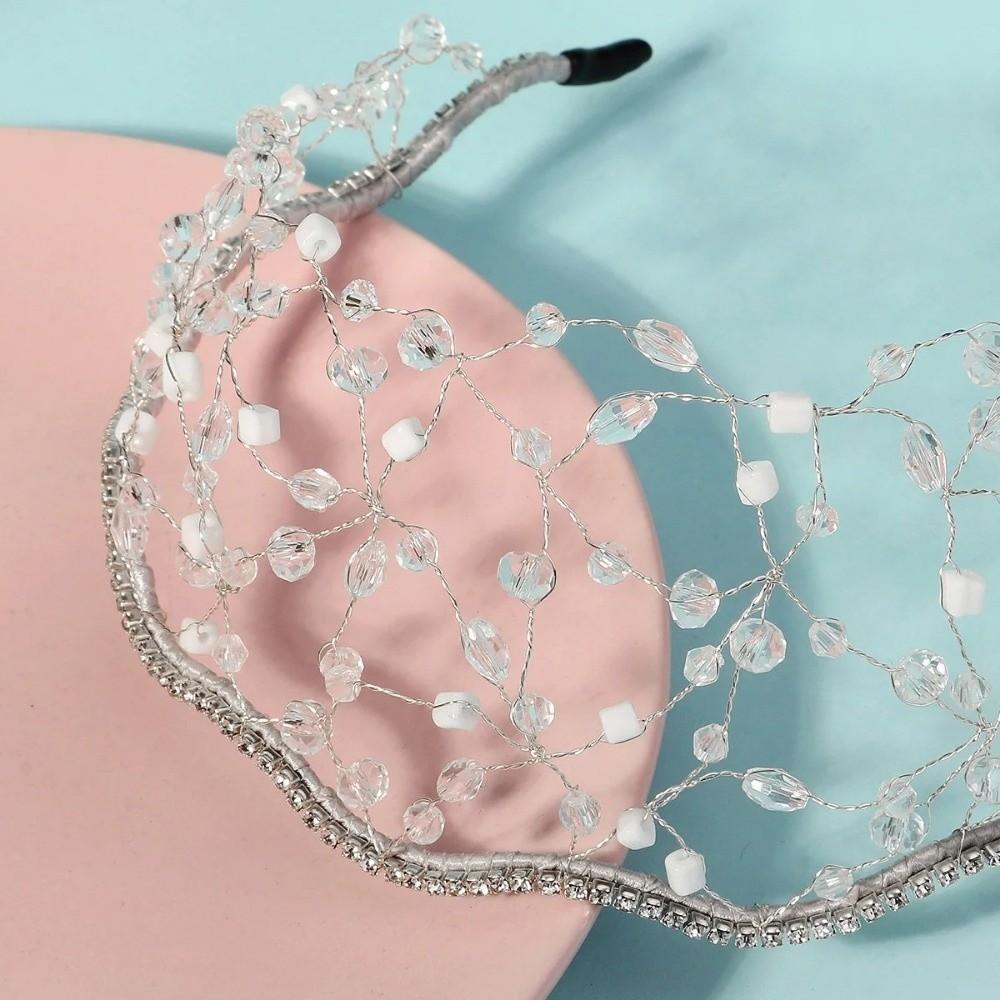 Handmade Hair Bands Ethnic Style Bride Headband Elegant Crystal Hair Net  Wedding Hair Accessories