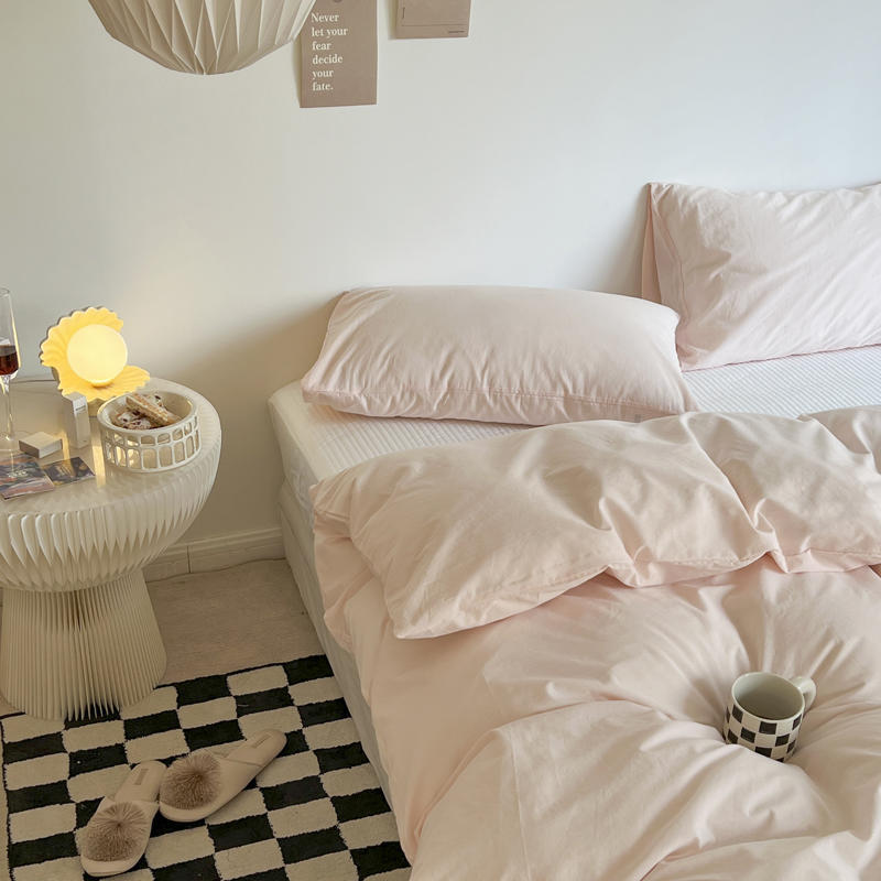Ins Solid Color Washed Cotton Quilt Cover Single and Double Four Seasons Pure Cotton Quilt Cover
