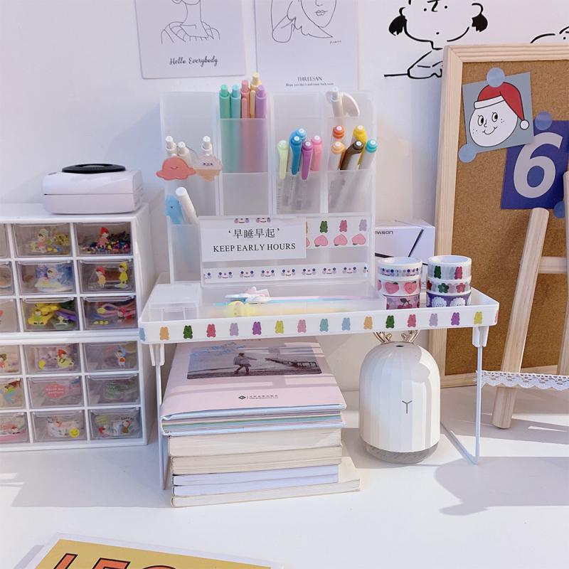 Folding Brief Desktop Storage Rack Accessories Organizer Plastic Shelf Holder